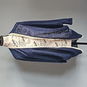 DIVINE DOLL BATWING CARDIGAN W CROCHET LACE TRIM. MADE IN USA SIZE SMALL